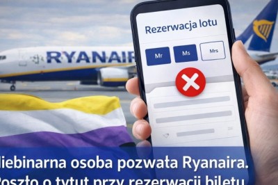Niebinarna osoba pozwała Ryanaira. Poszło o tytuł przy rezerwacji biletu