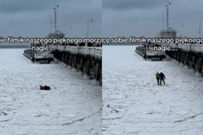 Wpadli do Bałtyku, bo załamał się na nich lód. W sieci pojawiło się nagranie z Sopotu