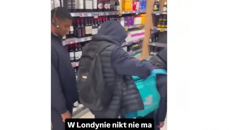 Kradną alkohol na oczach ochroniarza który nic nie robi. Nagranie ze sklepu w Londynie to clickbait