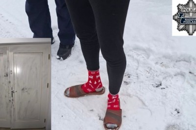 Włamał się do domu, zjadł kiełbasę i położył się spać. Wcześniej pożyczył od właściciela skarpetki i kapcie