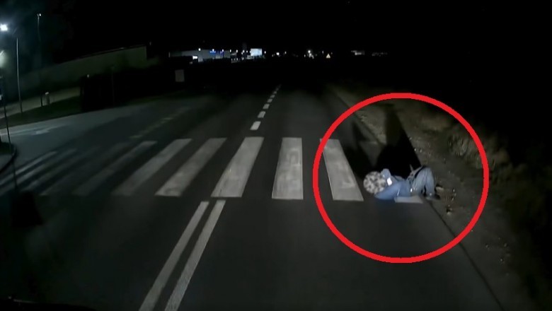 Spał na przejściu dla pieszych. Kierowca TIRa zauważył go w ostatniej chwili